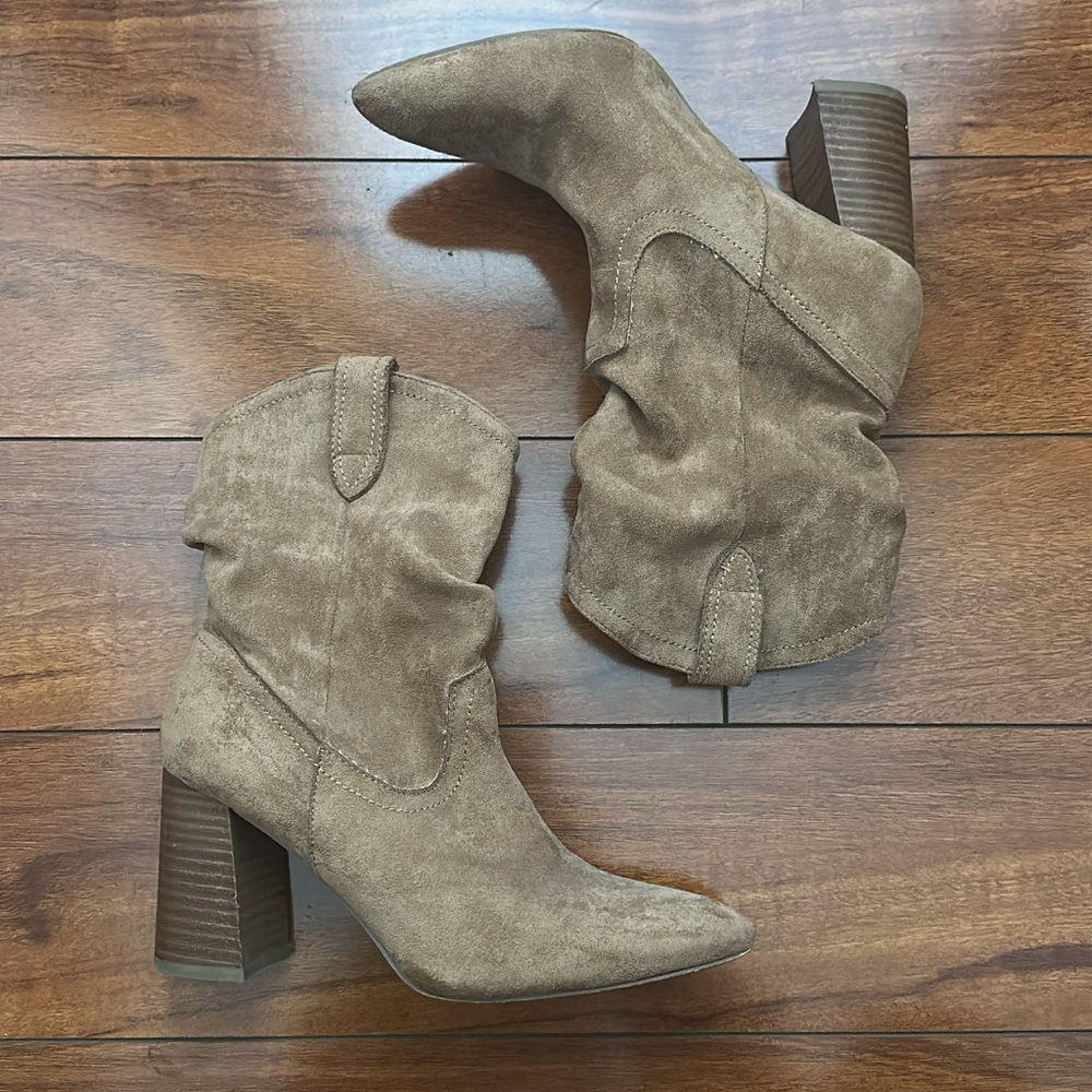 VICI Taupe Suede Heeled Boots